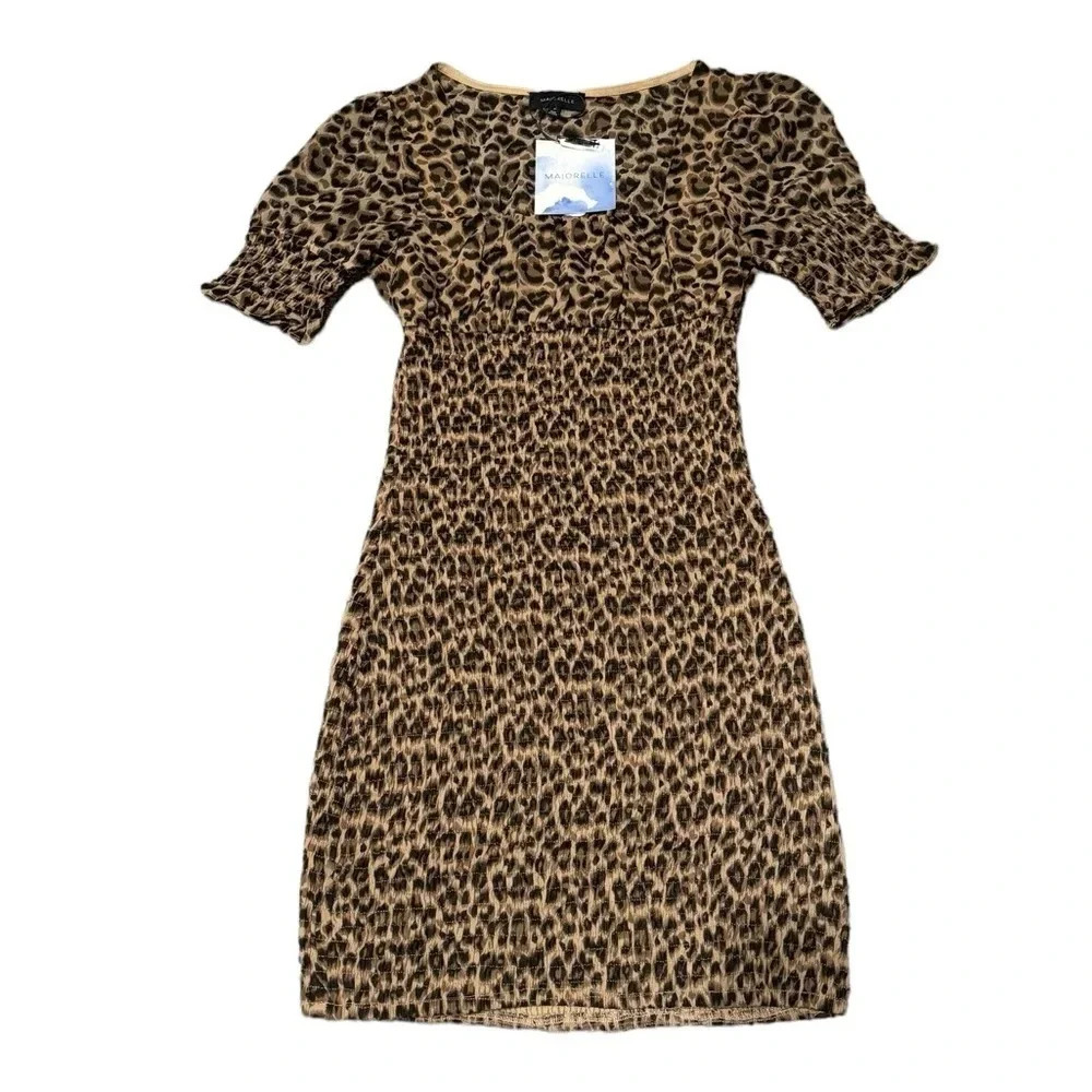 🐆 Majorelle Leopard‎ Smocked Puff Sleeve Mini Dress 🐆